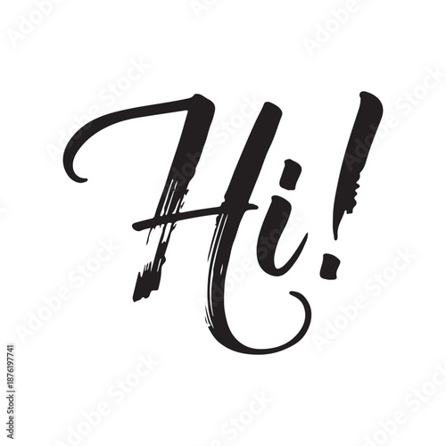 lettering brush calligraphy of hi