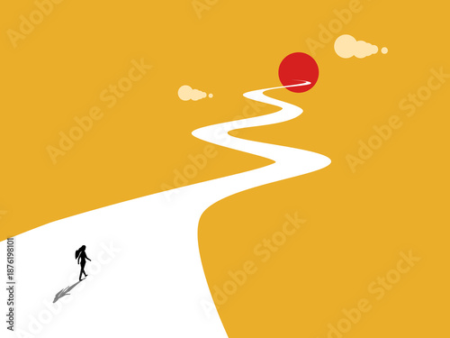 businesswoman is confident she is on the path togoal