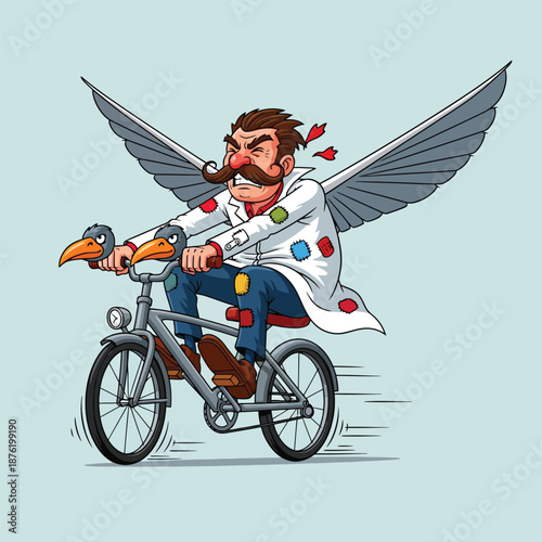 Flying Bicycle Inventor Mad Scientist