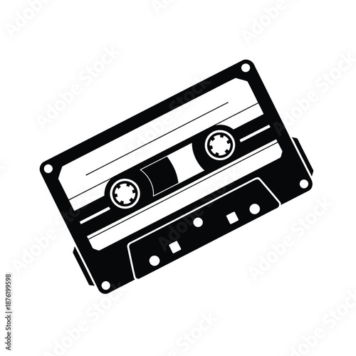 cassette tape icon in black and white color scheme