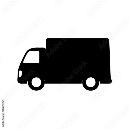 Silhouette illustration of a delivery van for transportation or logistics concept
