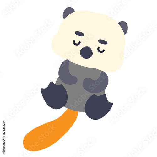 目を閉じて浮かぶラッコのかわいいキャラクターイラスト