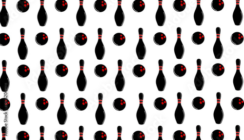 Bowling Pin Seamless Pattern Minimal Line Sport Background