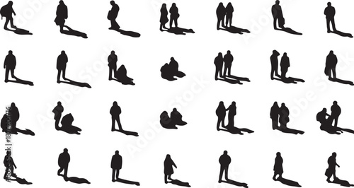 cPeople silhouettes in elevation side view | Architecture people | silhouettes of people | 2D people | Section Elevation View | Architectural drawing people | characters See Less