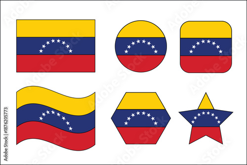 Venezuela flag icons various shapes and styles vector Free Download Venezuela flag icons various shapes and styles vector - GFXLoad