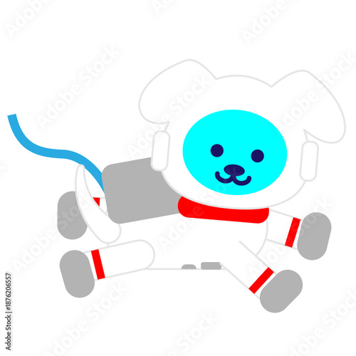 ジャンプする宇宙飛行士のかわいいキャラクターイラスト