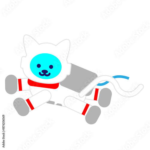 無重力でリラックスする宇宙飛行士のかわいいキャラクターイラスト