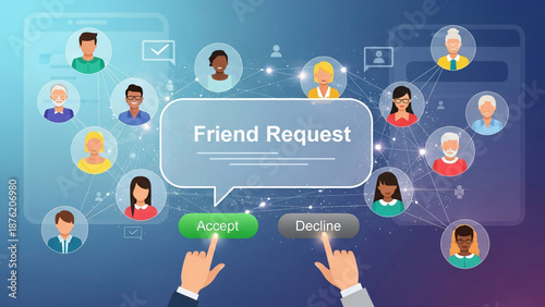 Friend Request Inclusive Digital Communication Concept Reflecting Modern Relationships
