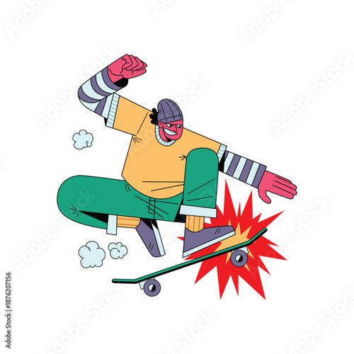 Skater Ollie Jump Trick