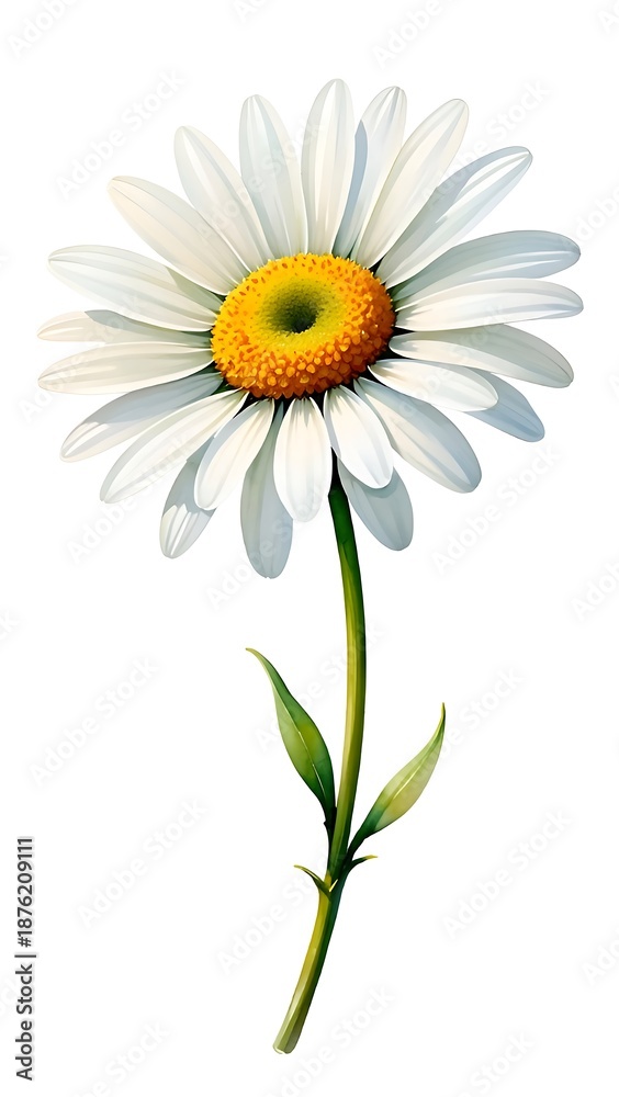 Naklejka premium Single white daisy flower isolated on white background