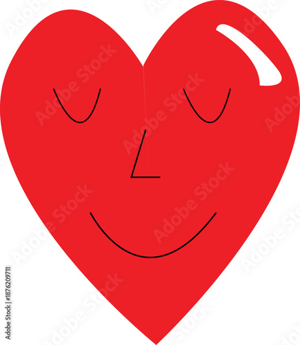 Content Red Heart Illustration Symbolizes Joy, Affection, and Inner Peace
