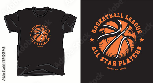 Basketball league graphic vector art t-shirt design print template