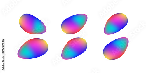 Vivid three dimensional liquid shapes set with glossy blobs and fluid splashes featuring colorful textures for abstract backgrounds modern branding digital art and creative designs