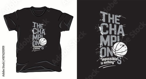 The champion basketball graphic vector art t-shirt design print template