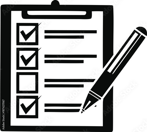Checklist with pen on clipboard for task management and organization