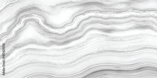 Elegant abstract background featuring flowing wavy gray patterns on a pristine white marble surface.