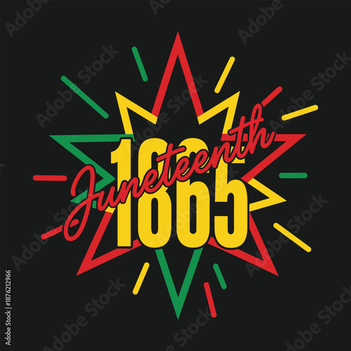 Juneteenth 1865 Freedom Celebration Star Vector