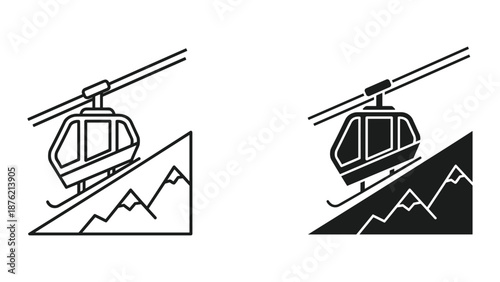 Cable Car Vector Illustration Set