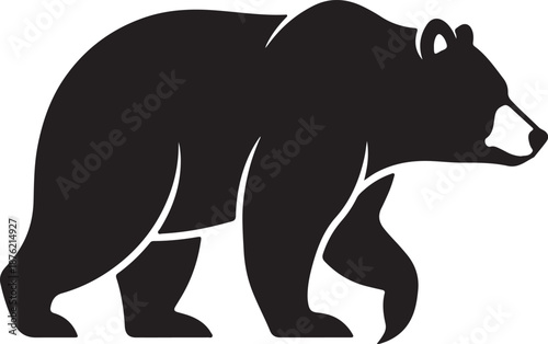 A black bear silhouette walking on a white background