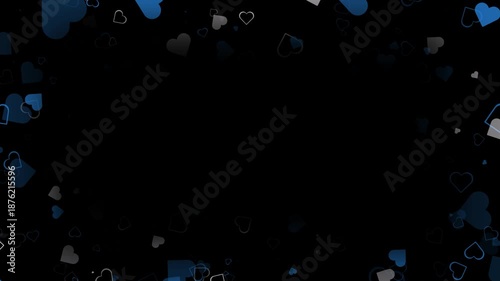 Romantic blue heart particle border overlay animation background for valentine love on alpha channel