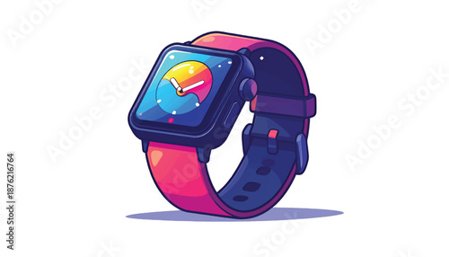 Smartwatch with a book icon on the screen, cartoon style.
