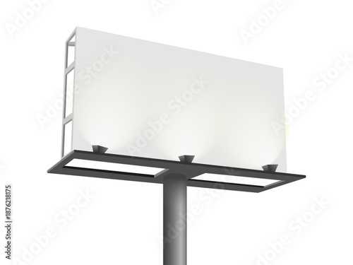 Blank white outdoor billboard with lighting prepared for advertising placement branding campaigns and high visibility night marketing presentations