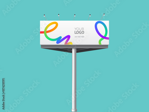 Blank wide large display white billboard mockup created as advertising template emphasizing consumerism copy space and modern marketing presentation concepts