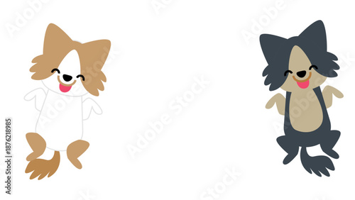 向かい合って立つかわいい犬のキャラクターイラスト