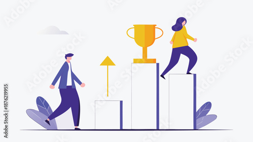 Business team members striving for success and achievement in modern corporate environment