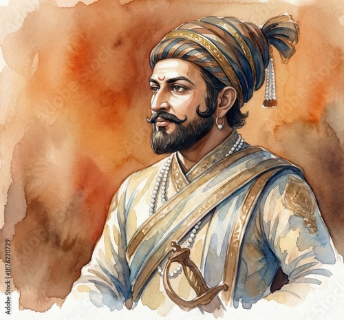 Wallpaper Mural Shivaji Maharaj Jayanti portrait watercolor illustration.
 Torontodigital.ca