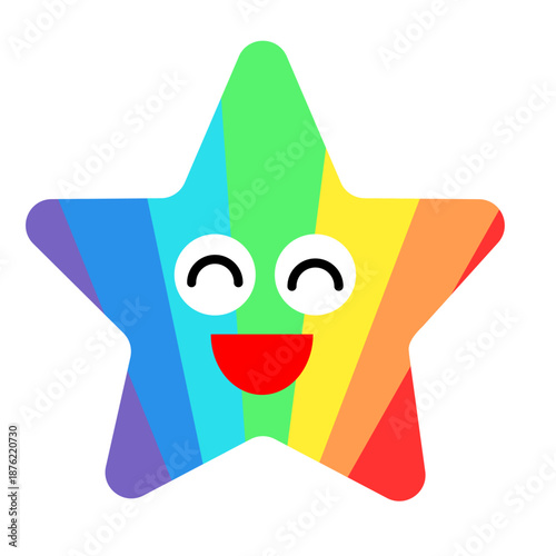 虹色の笑顔の星のかわいいキャラクターイラスト