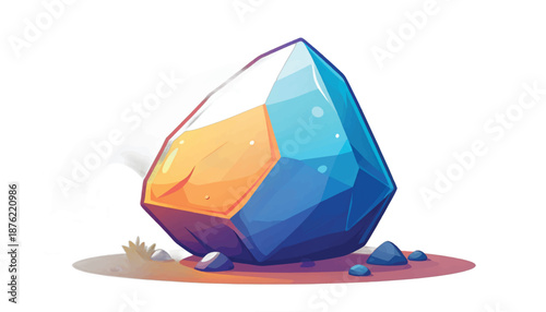 Stylized Gemstone Illustration with Faceted Design and Vibrant Colors.