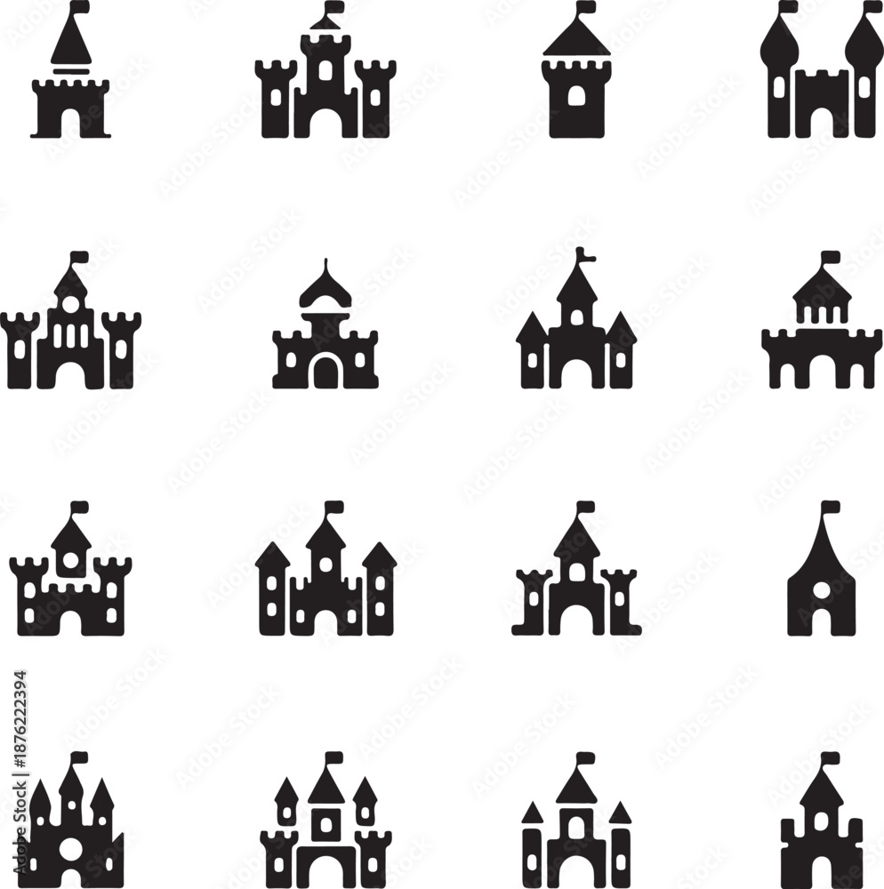 Obraz premium Vector medieval castles icon set