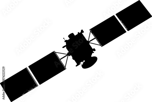 Satellite with Solar Panel silhouette vector illustration