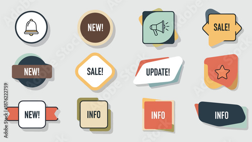 Retro Style Sale and Informational Stickers