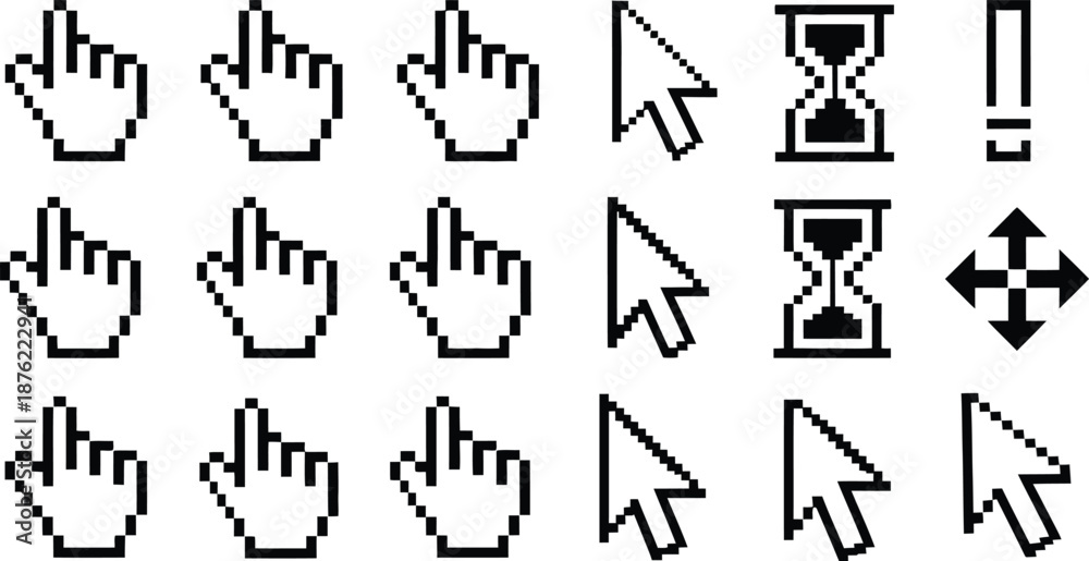 Fototapeta premium Pixel Cursor Icons Set