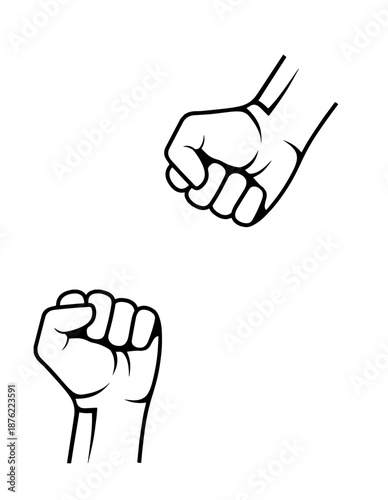two fists black outline, icon, isolate,
