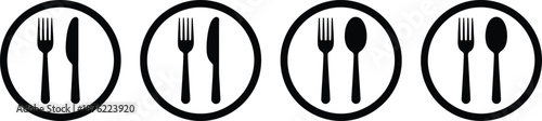 Dining Utensil Icons on Plates