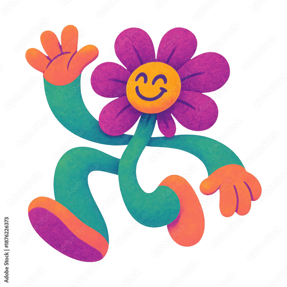 Fototapeta premium PNG Playful dancing flower illustration
