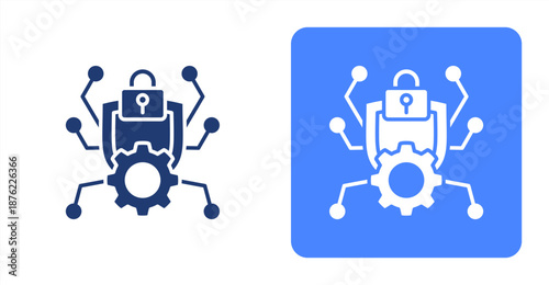 Cybersecurity Threats Glyph  Two-tone color and contrasting background icon illustration