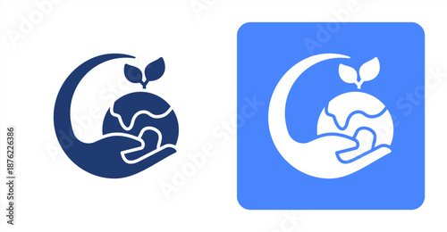 Environmental Issues Glyph  Two-tone color and contrasting background icon illustration