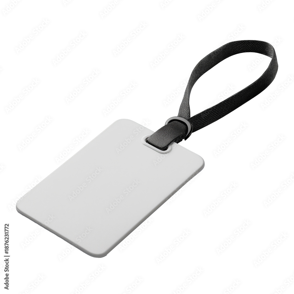 Fototapeta premium Blank ID card holder with a black strap, perfect for personal identification, event passes, and professional use.