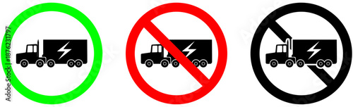 Zero emission zone traffic regulations for electric trucks vector illustration