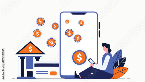 Woman using smartphone for mobile banking and financial transactions