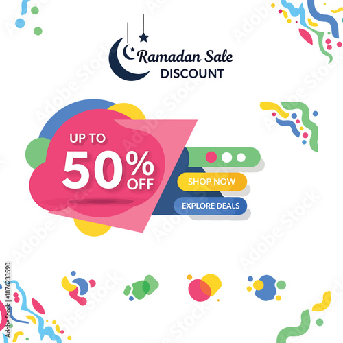 Colorful Sale and Discount Ribbon Banners Set