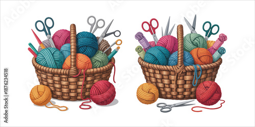  basket of sewing accessories on a table
