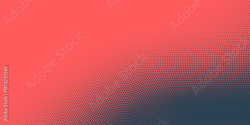 Inverted Dots Halftone Pattern Semi Circle Arc Border Vector Red Black Abstract Background. Half Tone Graphic Abstraction Faded Texture. Offset Printing Retro Styled Wallpaper Dotted Art Illustration