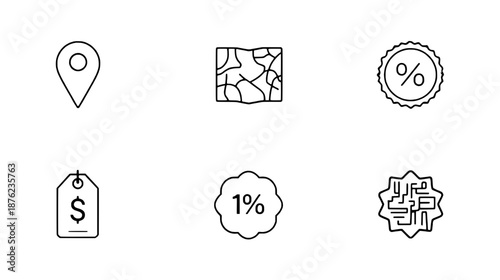 Price and Discount Outline Icon Set Vector