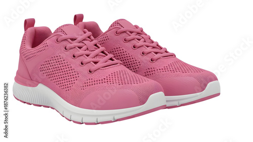Pink athletic sneakers isolated on transparent background
