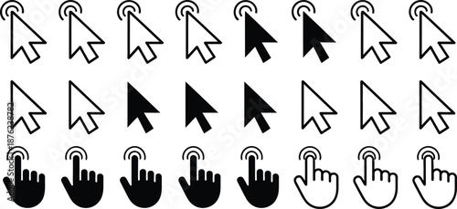 Computer Mouse and Hand Cursor Icons